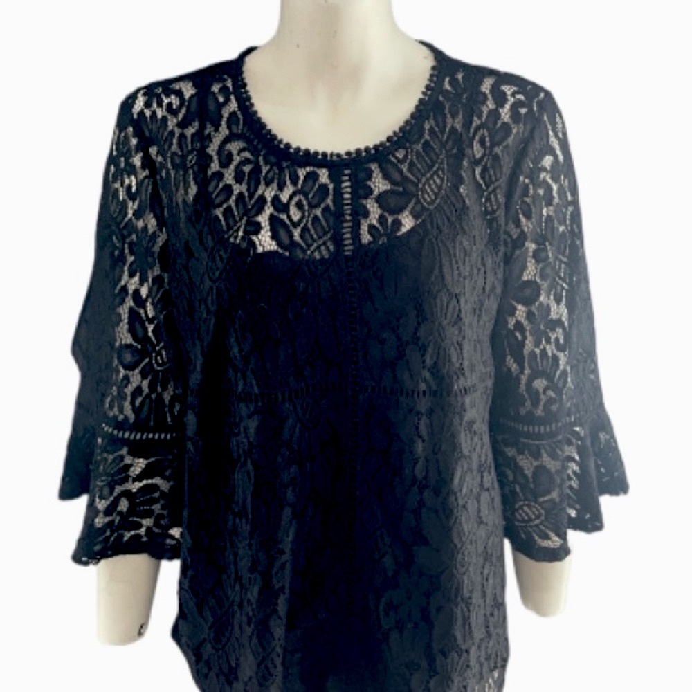 LIZ CLAIBORNE Black Lace Top Blouse!!!